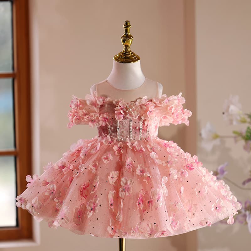 Girl's First Birthday Fairy Flower Girl Tutu Dress, High-End Children's Piano Performance Host Costume
