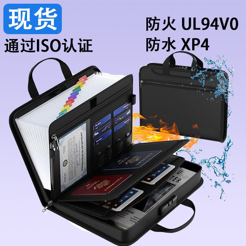 A4 Fireproof Accordion File Organizer, 13 Pockets Large Capacity, with Password Lock + Zipper, Transparent Visible, with Label Cards
