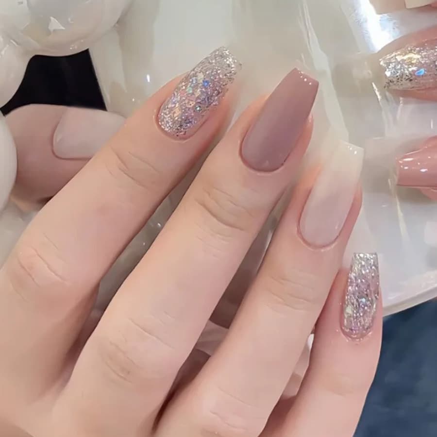 Xinghe Pink Sweet Gentle Dream Purple Temperament White Ballet Nail Art Long 24 Wearable Nail Patch