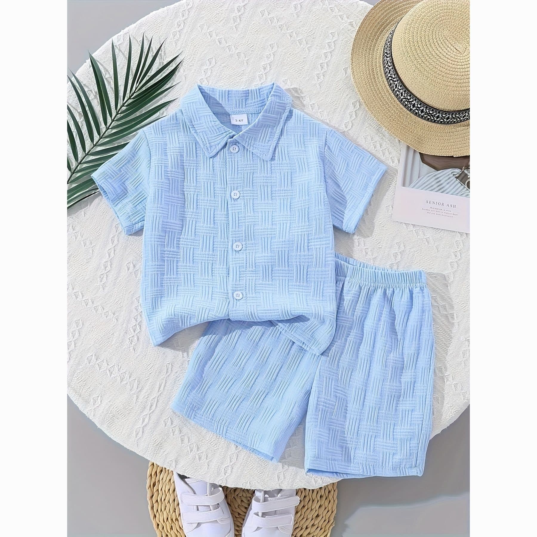 Baby Boy Summer Casual Two-Piece Set Kids Fashion Outfit Breathable Short Sleeve Top Shorts Shirt Thin Style