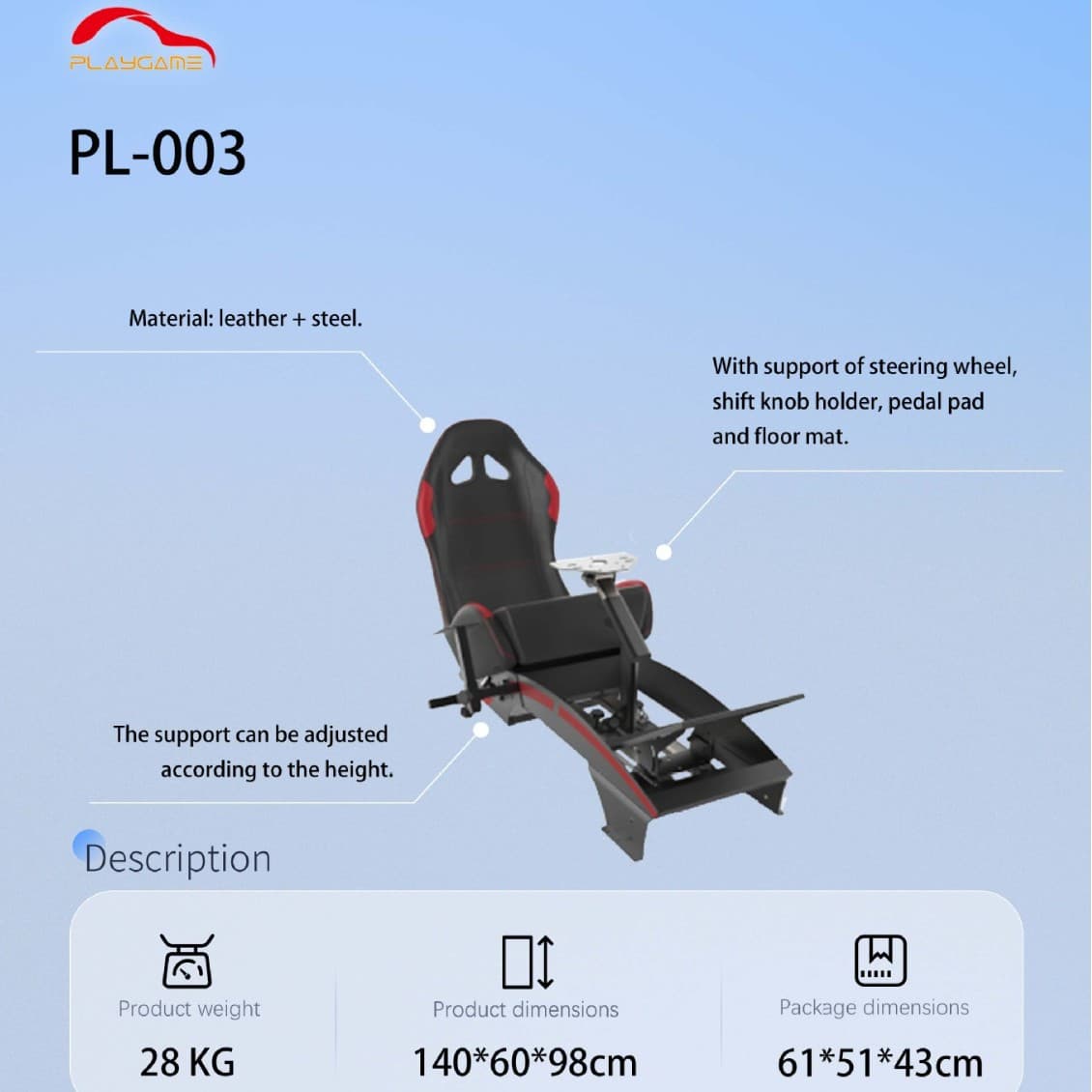 Foldable Racing Simulator Seat Stand Home Driving Game Steering Wheel Display Pedal Stand Wholesale