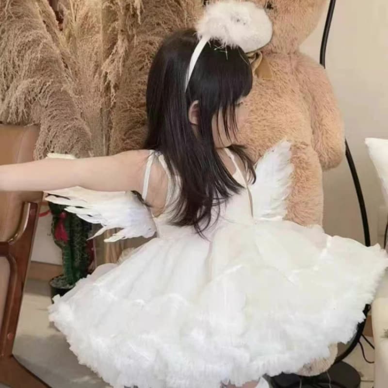 Girls Lolita Princess Dress Children's Birthday Gown Flower Girl Wedding Piano Strapless Dress Tutu Tulle Performance Dress