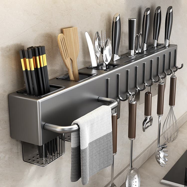Thickened Knife Holder, Punch-Free Kitchen Storage Rack, Kitchen Supplies, Multi-Functional Wall-Mounted Chopstick Barrel, Vegetable Knife Storage