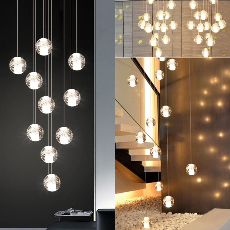 Duplex Staircase Chandelier Villa LOFT Apartment Nordic Spiral Staircase Long Chandelier Creative Personalized Crystal Restaurant Lamp