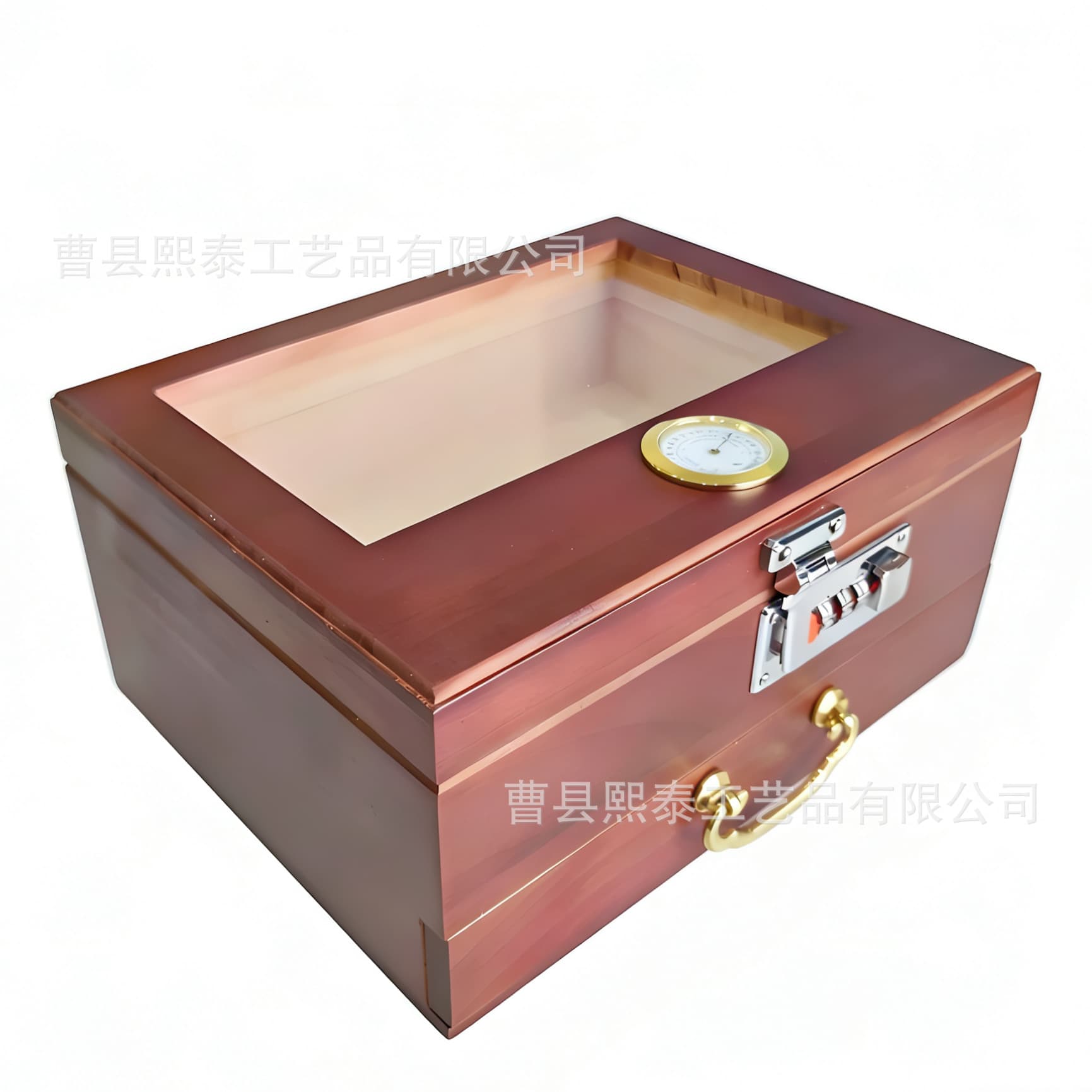 Retro light luxury solid wood cigar box household wooden double-layer cigar storage box wooden pull-out cigar humidor