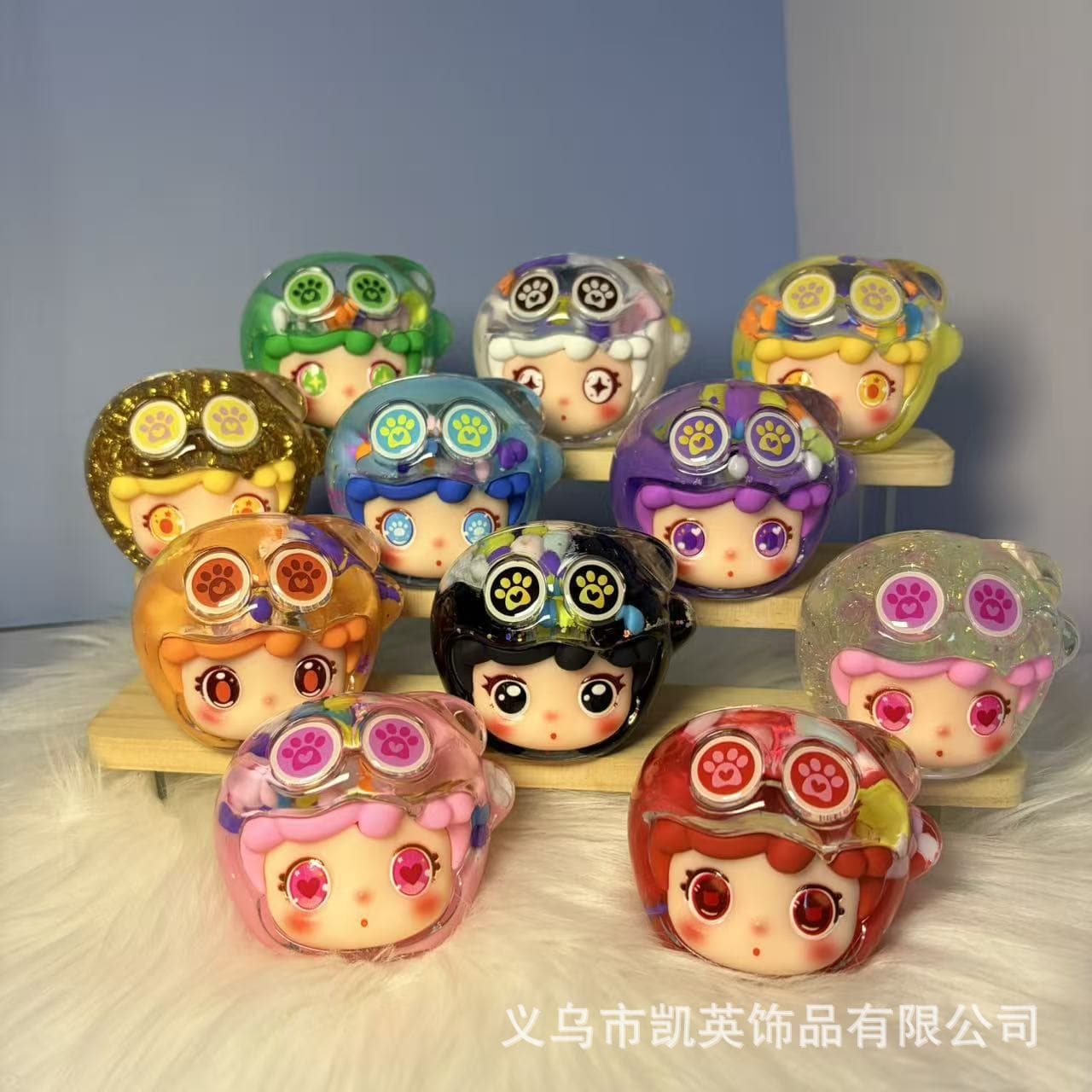 Cat Ear Candy Girl Desktop Decoration Ornament Macaron Running Beads Glitter Oil-Filled Display Trendy Play Blind Box Gift