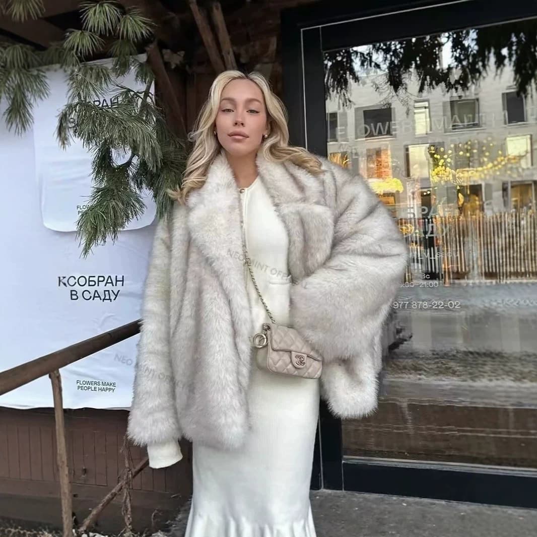 2026 Autumn New Arrival, AliExpress Amazon Europe and America Cross-border, Faux Fox Fur, Lazy Style, Mid-Length Fur Coat