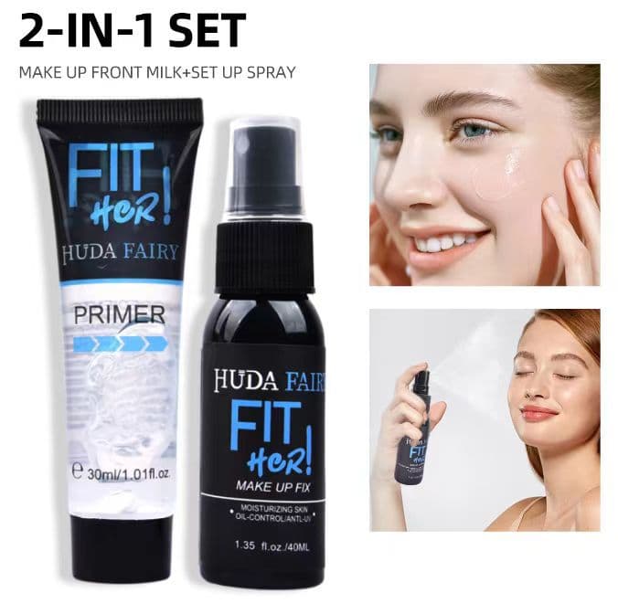 Cross-border Hot Selling Primer 2IN1 Setting Spray Makeup Set PRIMER MAKE UP FIX 2-in-1