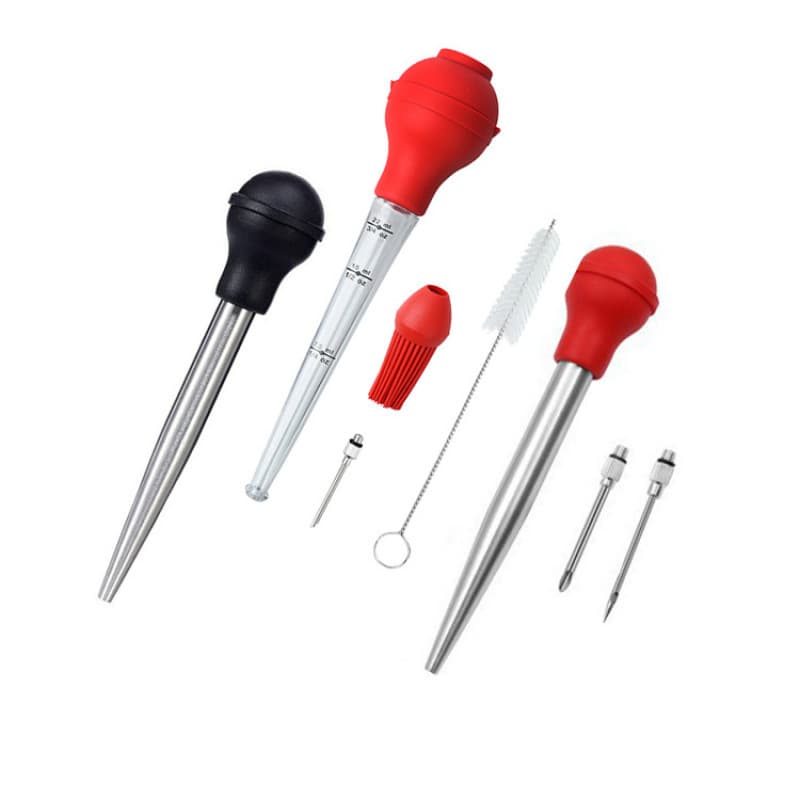 Cross-border turkey pump silicone turkey seasoning pump barbecue tool with cleaning brush rubber and plastic oil dripping needle seasoning tube chicken pump