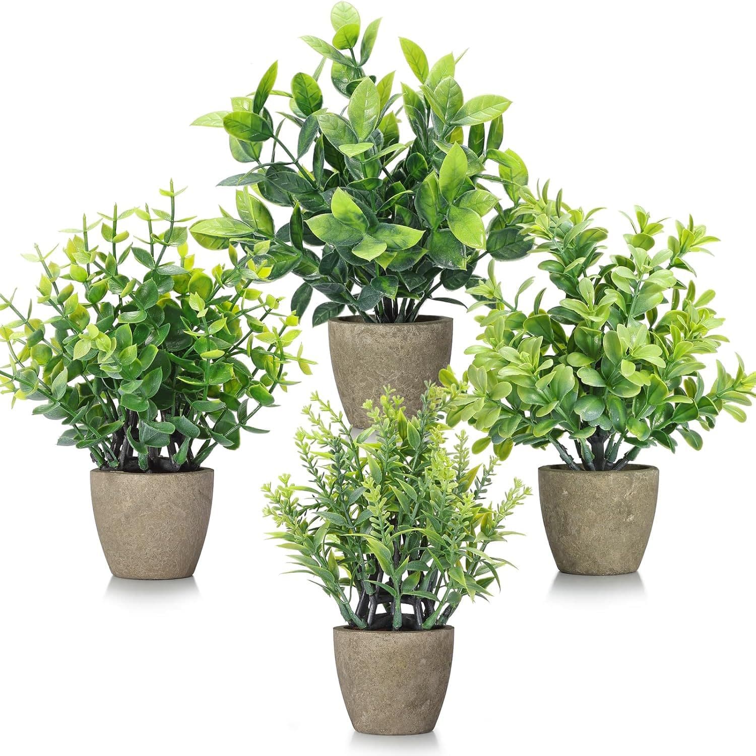 Four-piece Set Artificial Plants Fake Plants Greenery Indoor and Outdoor Decoration Plastic Potted Eucalyptus Small Ornaments Artificial Flowers