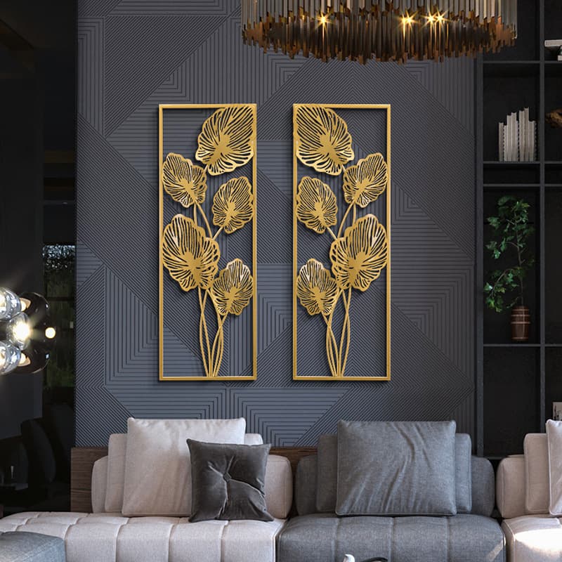 New Chinese Style Living Room Metal Leaf Hanging, TV Sofa Background Wall Decor, Bedroom Room Wall Ornament