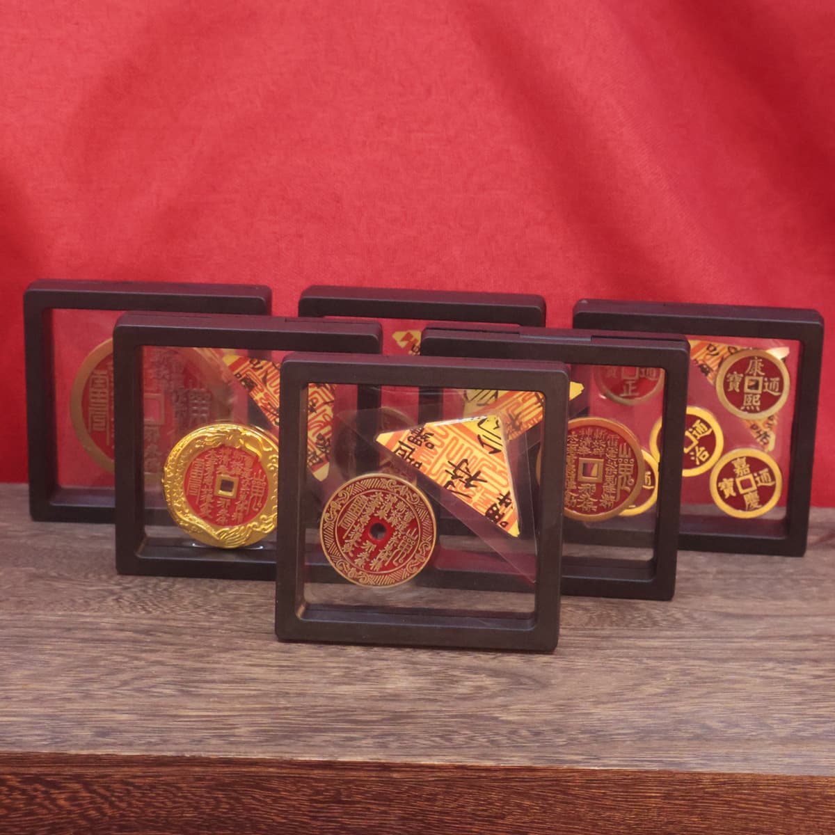 Brass photo frame mountain ghost spends copper money to attract wealth, gossip money, winning money, antique craft copper coin collection, wholesale ornaments