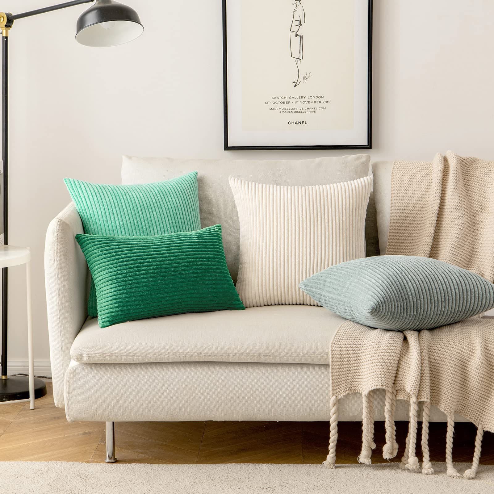 Cross-border Corduroy Living Room Decorative Throw Pillow Cover, Modern Simple Soft Vertical Stripe, Pillow Cover Only (Insert Not Included)