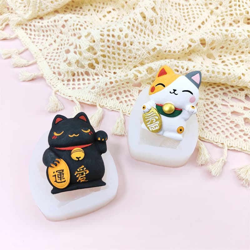 DIY Cat Fortune Cookie Silicone Mold Cake Decoration Chocolate Candy Biscuit Mold Resin Clay Mould Irregular Shape Baking Mold