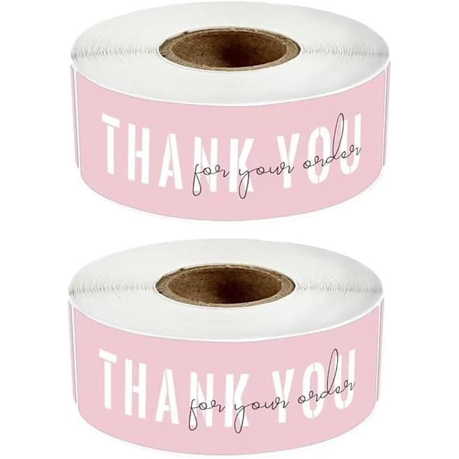 120pcs roll of rectangular pink sticker gift box seal sticker thank you self-adhesive seal sticker gift packaging