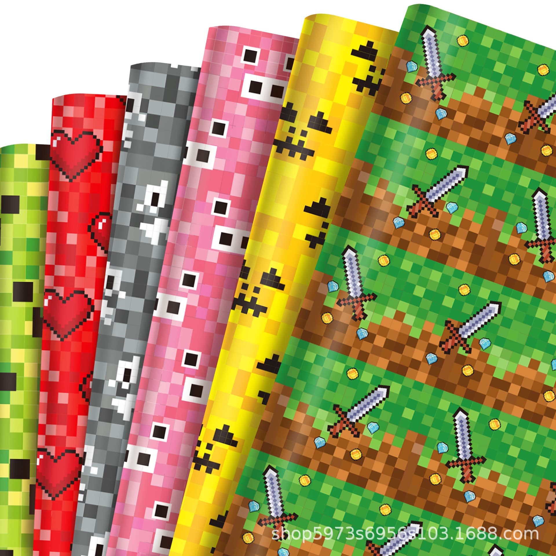 WZ059 Minecraft Pixel Game Gift Decorative Paper Party Gift Box Decoration Outer Wrapping Paper