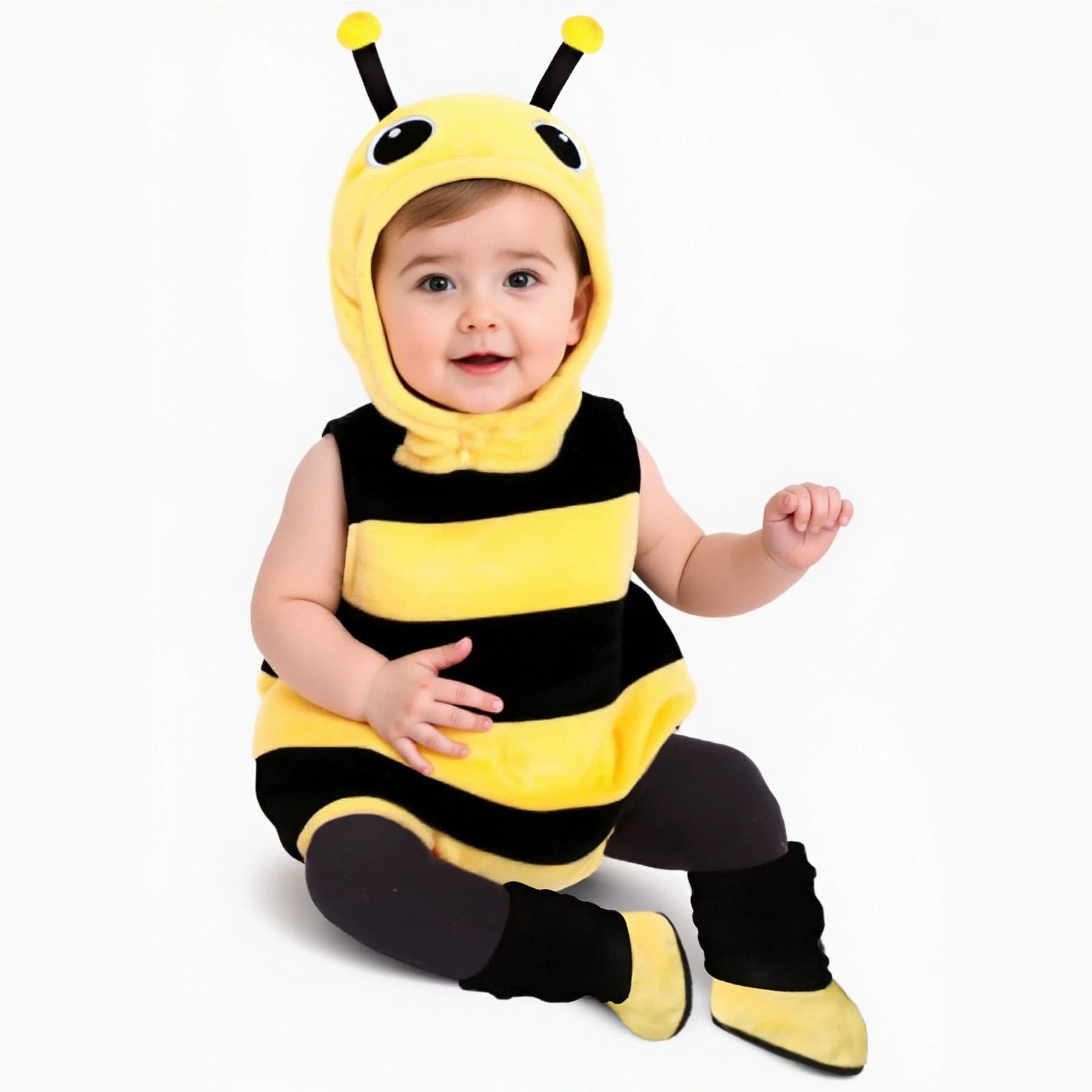 Baby bee cartoon style clothing, baby autumn and winter warm crawling clothing, 100-day banquet photo jumpsuit