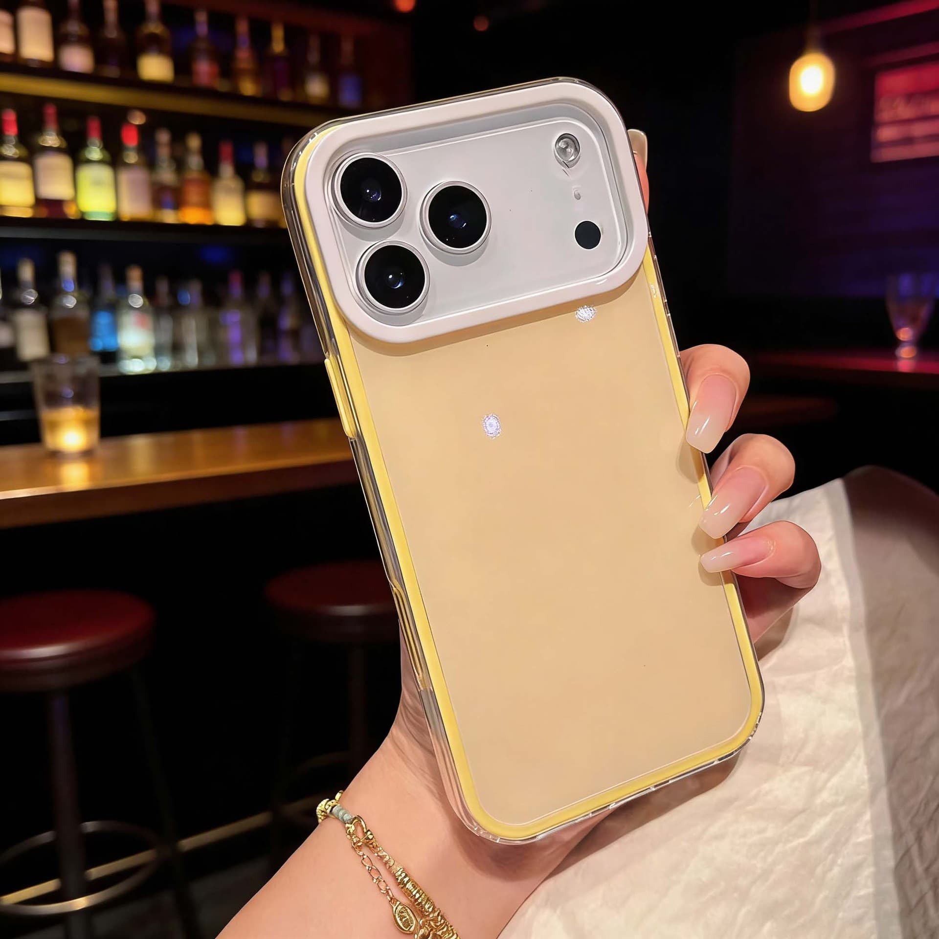 Two-tone Yellow and Pink 2-in-1 Phone Case Material Compatible with Apple 17 Simple New Style for iPhone 15 Pro Max