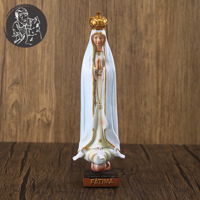 Yingtu Craft 20.5cm High Classical White Robe Hands-Clasped Mother Figurine Ornament Gift Resin Craft