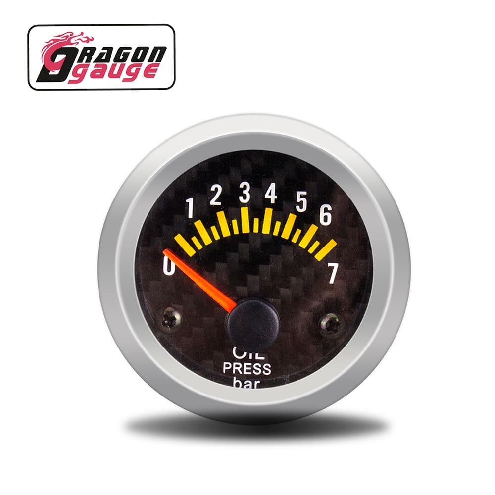 Automotive Modification Gauge Carbon Face Oil Pressure Gauge 52MM/12V Universal Modified Automotive Oil Pressure Gauge