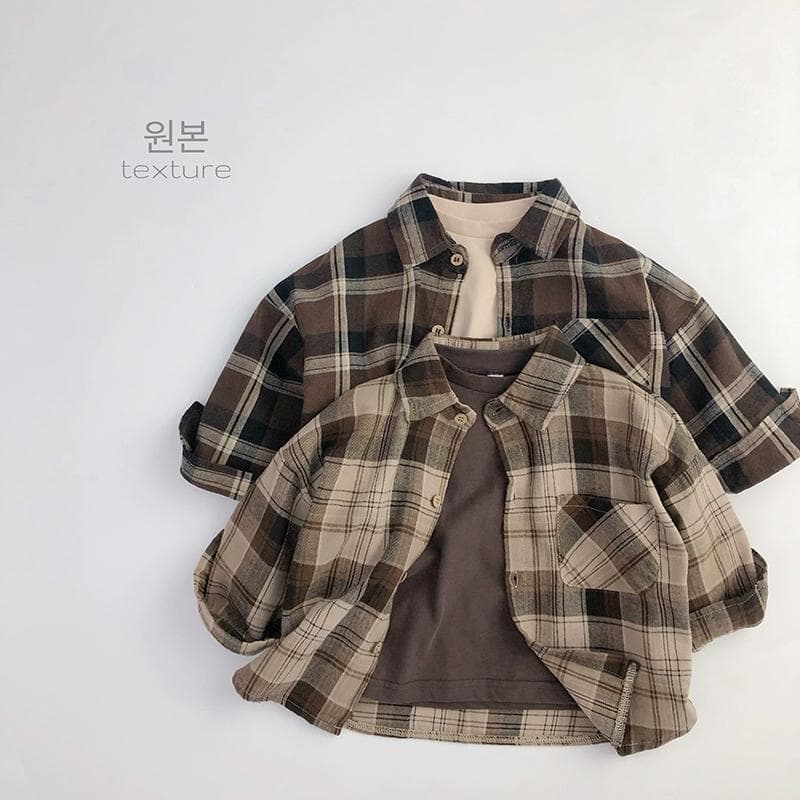 Boys' shirt plaid 2025 new spring long-sleeved children's trendy tops boys handsome and stylish spring and autumn coat shirts