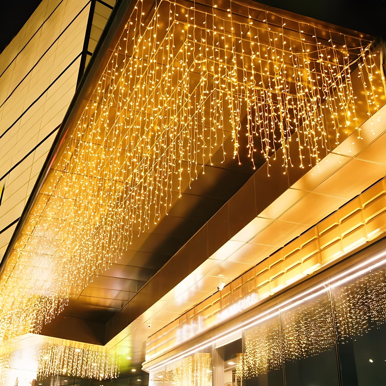 Solar Outdoor Waterfall Light Garden Light Strip Garden Decorative Atmosphere Color Light Outdoor Balcony LED String Light