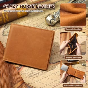 Genuine Crazy Horse Leather Men's Wallet, Personalized Engraved Wallet, Spanish English Card Holder, Money Clip, Wallet Men
