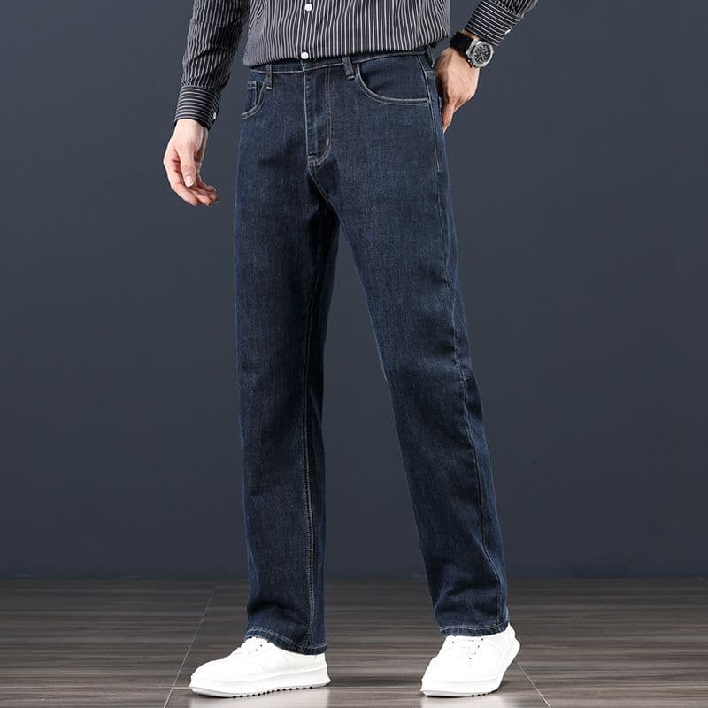 2025 high-end jeans for men in autumn straight loose and comfortable men's trousers autumn and winter thick style high-end casual long trousers