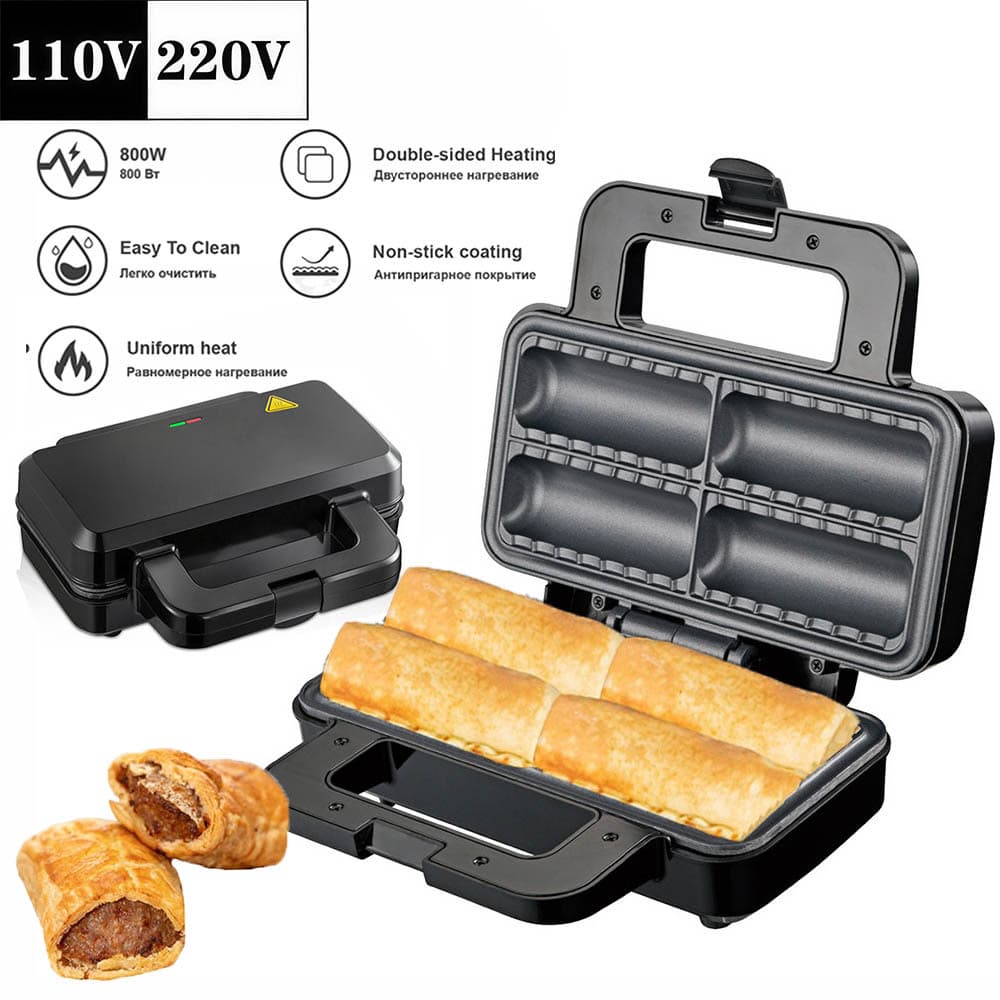 110V Cross-border US/European Standard Household Sausage Grill, Hot Dog and Frankfurter Maker, Breakfast Sandwich and Waffle Iron