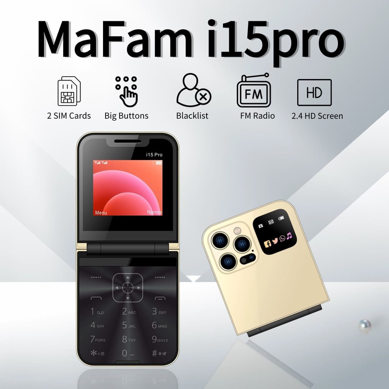 Cross-Border Hot-Selling Thin and Light Dual-Screen Flip Cover for Seniors, Bluetooth Dialing, Student Spare Phone with Card Slot, Mobile Phone Wholesale