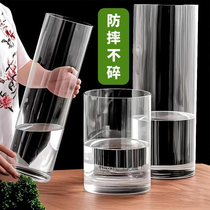 Transparent Shatterproof Flower Vase Hydration Bucket Water Cultivation Lucky Bamboo Container Plastic Acrylic Shatterproof Hydroponic Vessel
