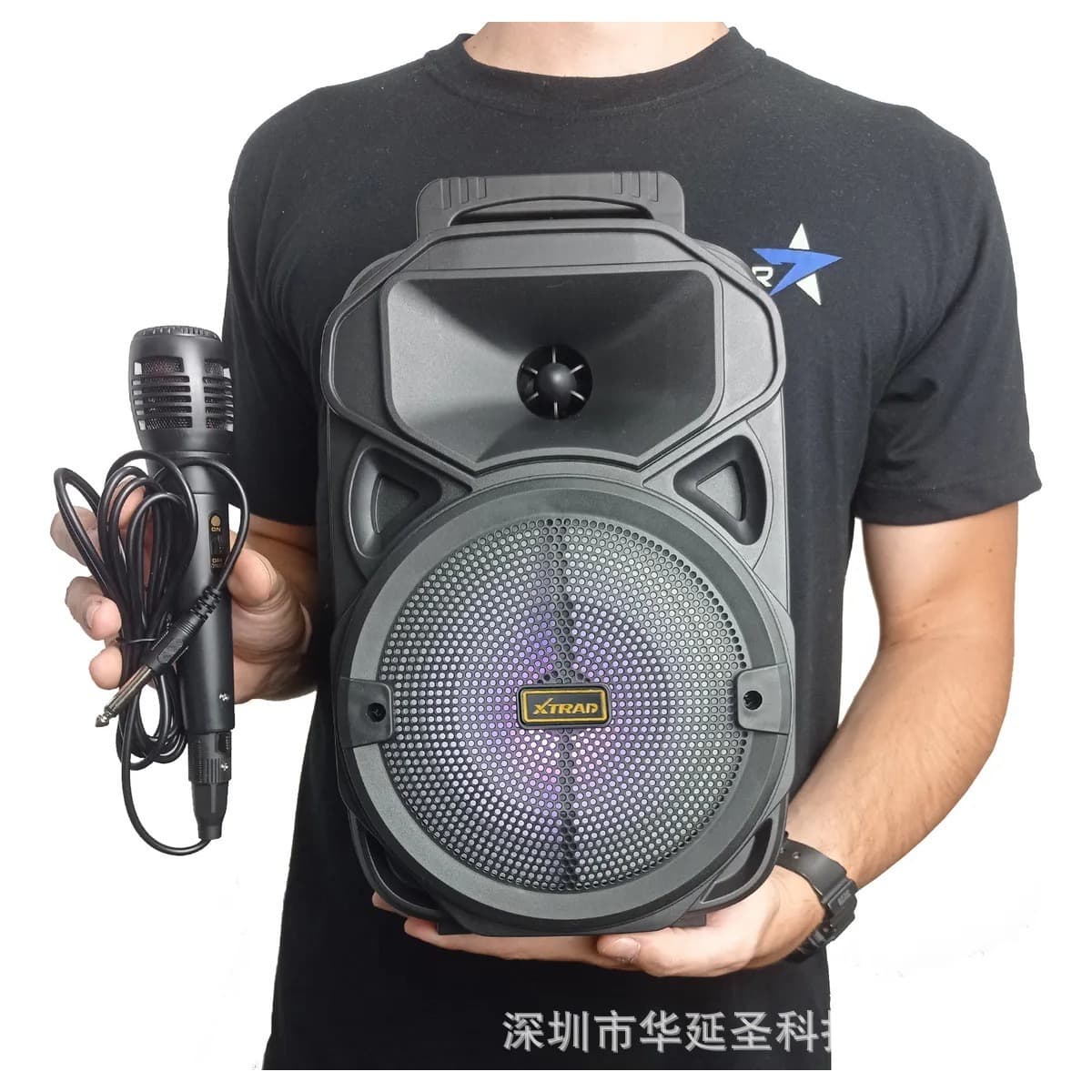 Cross-Border Hot-Selling Product: Black Colorful Bluetooth Karaoke Speaker with Microphone