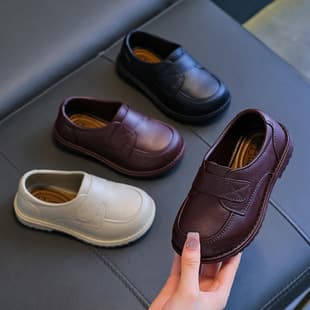 Boys' PVC Faux Leather Shoes, Student Black British Style Versatile Performance Shoes, Boys Suit Dress Shoes Flower Boy Children's Shoes