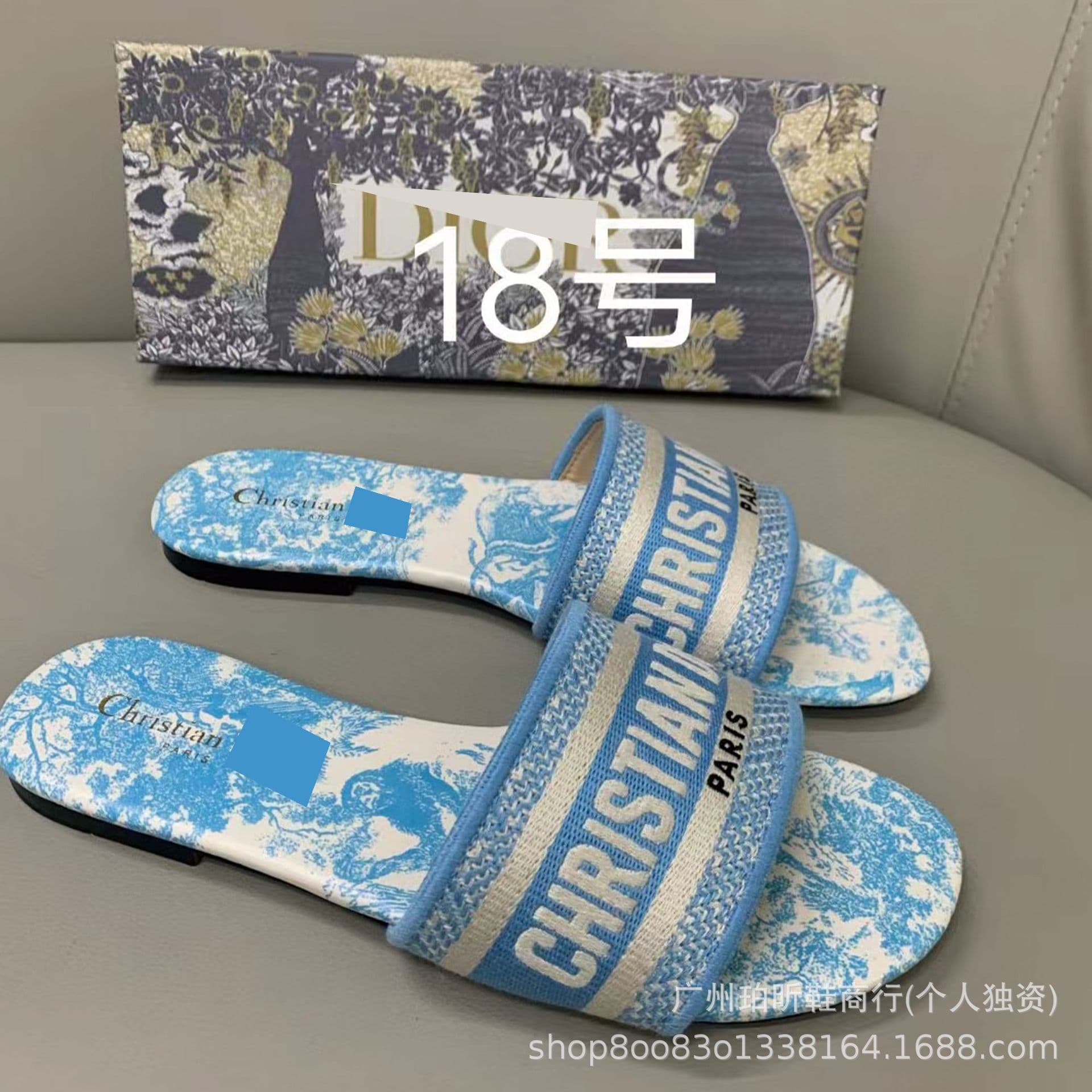 Classic High-End D-House Slippers Embroidered One-Strap Women's Sheep Leather Slippers Factory Direct Wholesale Bulk Pricing Available