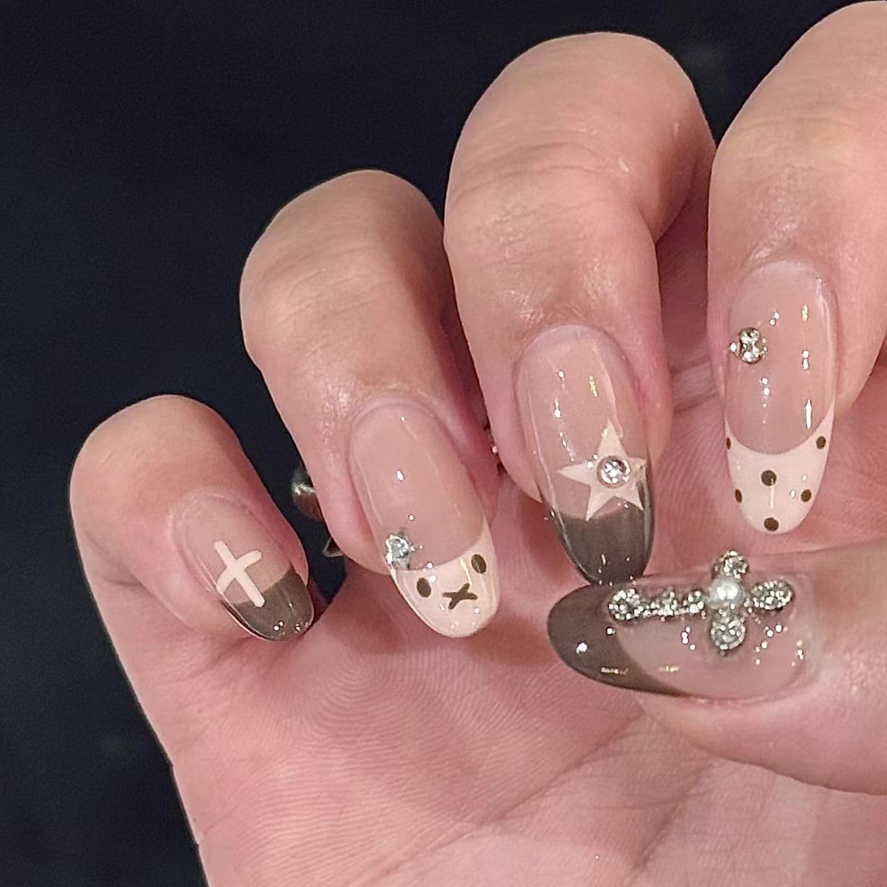 Wearable 10-Piece Assorted Sizes Finished Wholesale Elegant Minimalist Star Cat Eye Detachable Wearable Nail Tips Nail Stickers