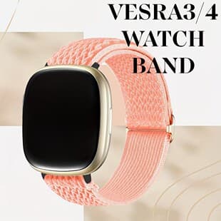Wave Pattern Nylon Elastic Band for Fitbit Versa 4/3 Sense Smart Sport Watch Strap