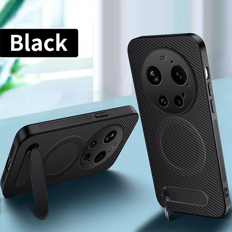 Compatible with Xiaomi 17 Ultra Carbon Fiber Leather Texture Stand Full Coverage Camera Magsafe Magnetic Phone Case