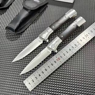 Cross-border Hot Selling Russia Folding Knife Outdoor Knife Black Ebony Steel Head Folding Knife Self-defense Survival Sharp Fruit Knife