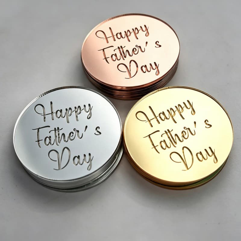 Cross-border Laser Engraved Father's Day Acrylic Cake Topper Dessert Cupcake Pick Dad I Love You Acrylic Insert