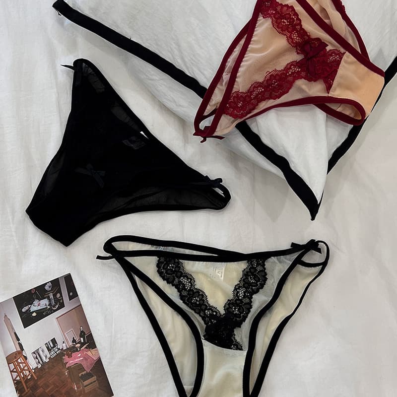 French Style Pure Sexy Lace Underwear for Girls Summer Thin Comfortable Low Waist Breathable Pure Cotton Profile Briefs for Women
