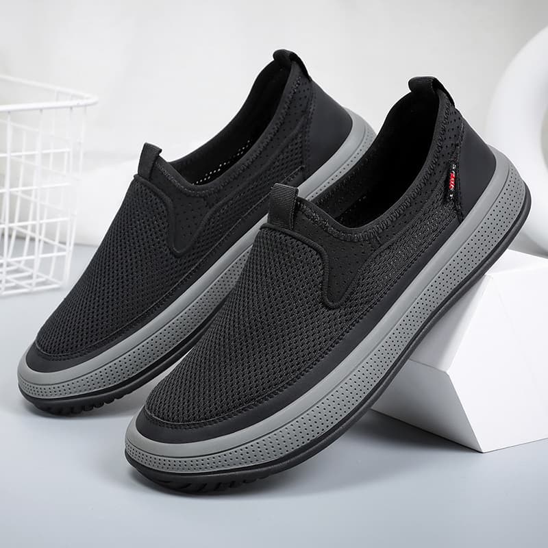 Men's mesh shoes, breathable and odor-resistant, old Beijing cloth shoes, slip-on dad shoes, cross-border plus size casual shoes