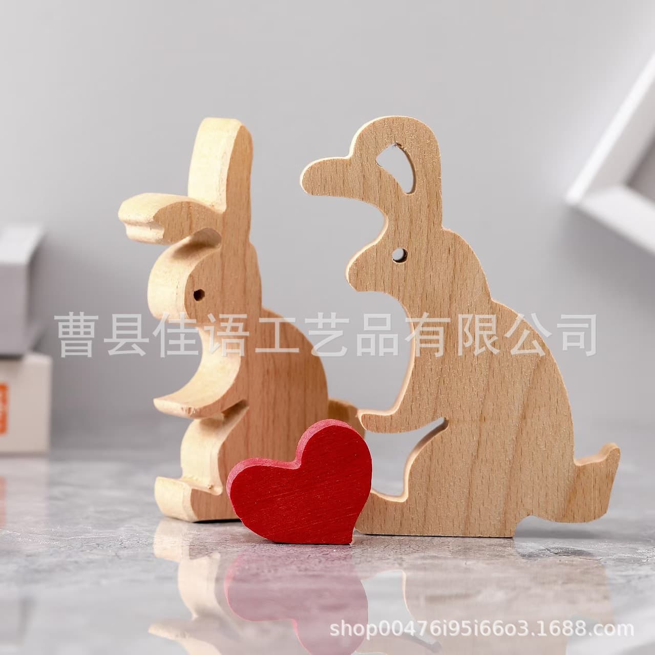 Cross-border Wooden Craft Ornament Office Desktop Wooden Puzzle Decoration Home Solid Wood Mother and Child Rabbit Decor
