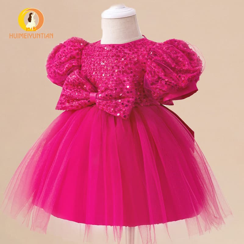 New cross-border birthday party girls dress red performance host dress baby princess dress wholesale