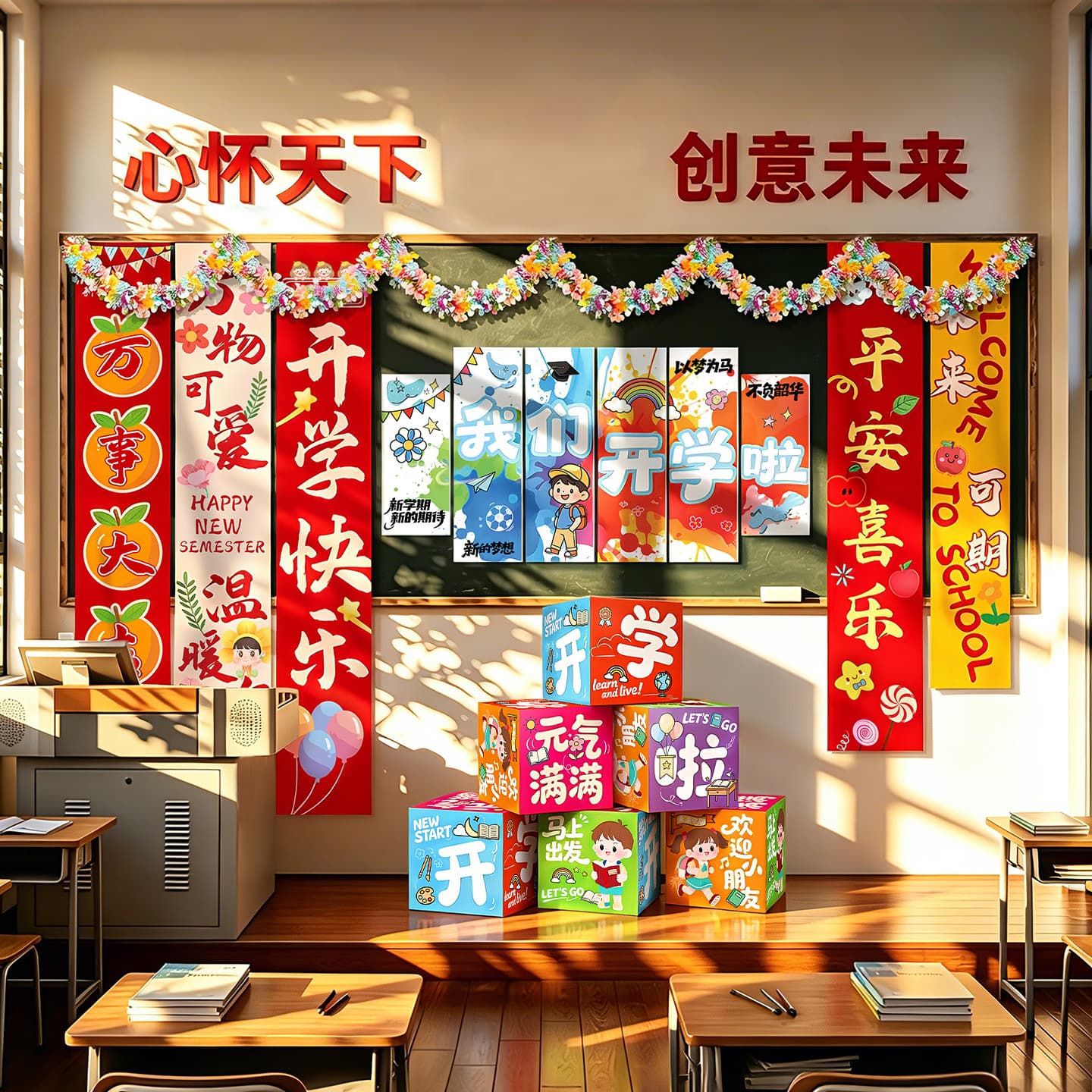 Back-to-School Season Ceremony Atmosphere Decoration for Kindergarten and Elementary School Classroom Activity Setup Props Background Wall KT Board