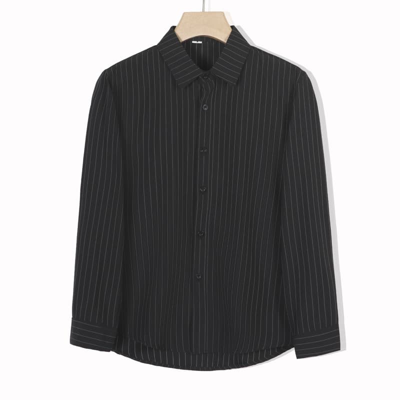 2026 Striped Long-Sleeve Shirt for Men, Korean Trendy High-End Casual Wrinkle-Resistant Non-Iron Shirt