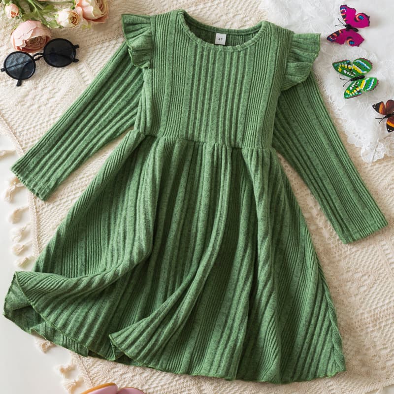 2025 Autumn/Winter New Girls Princess Dress Korean Style Flutter Sleeve Dress Long Sleeve Christmas Party Gown