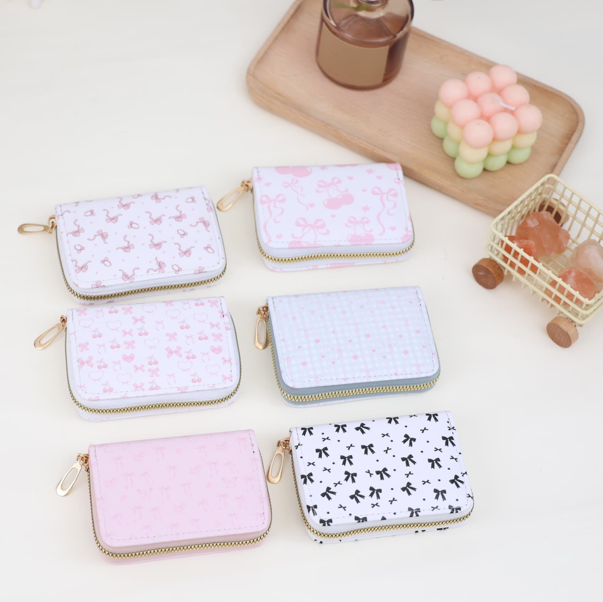 New Women's Card Holder Cute Sweet Mini Multi-Slot Coin Purse Portable Compact ID Card Organizer