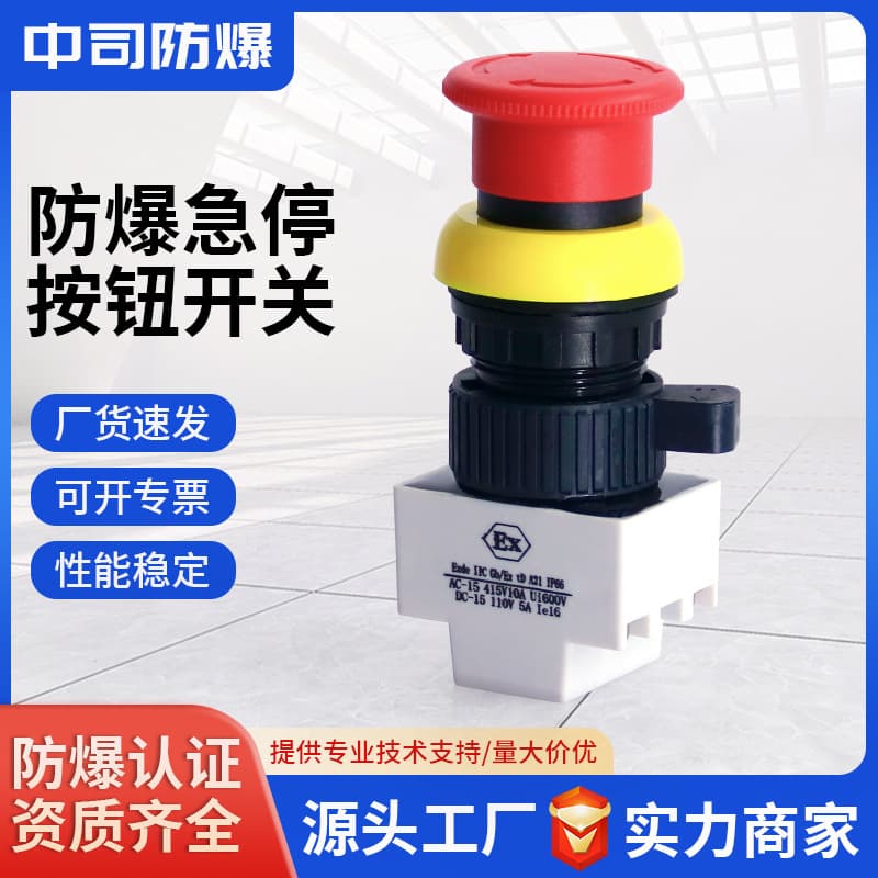 Explosion-proof and corrosion-resistant self-resetting mushroom head self-locking EX mark control switch, explosion-proof emergency stop button switch