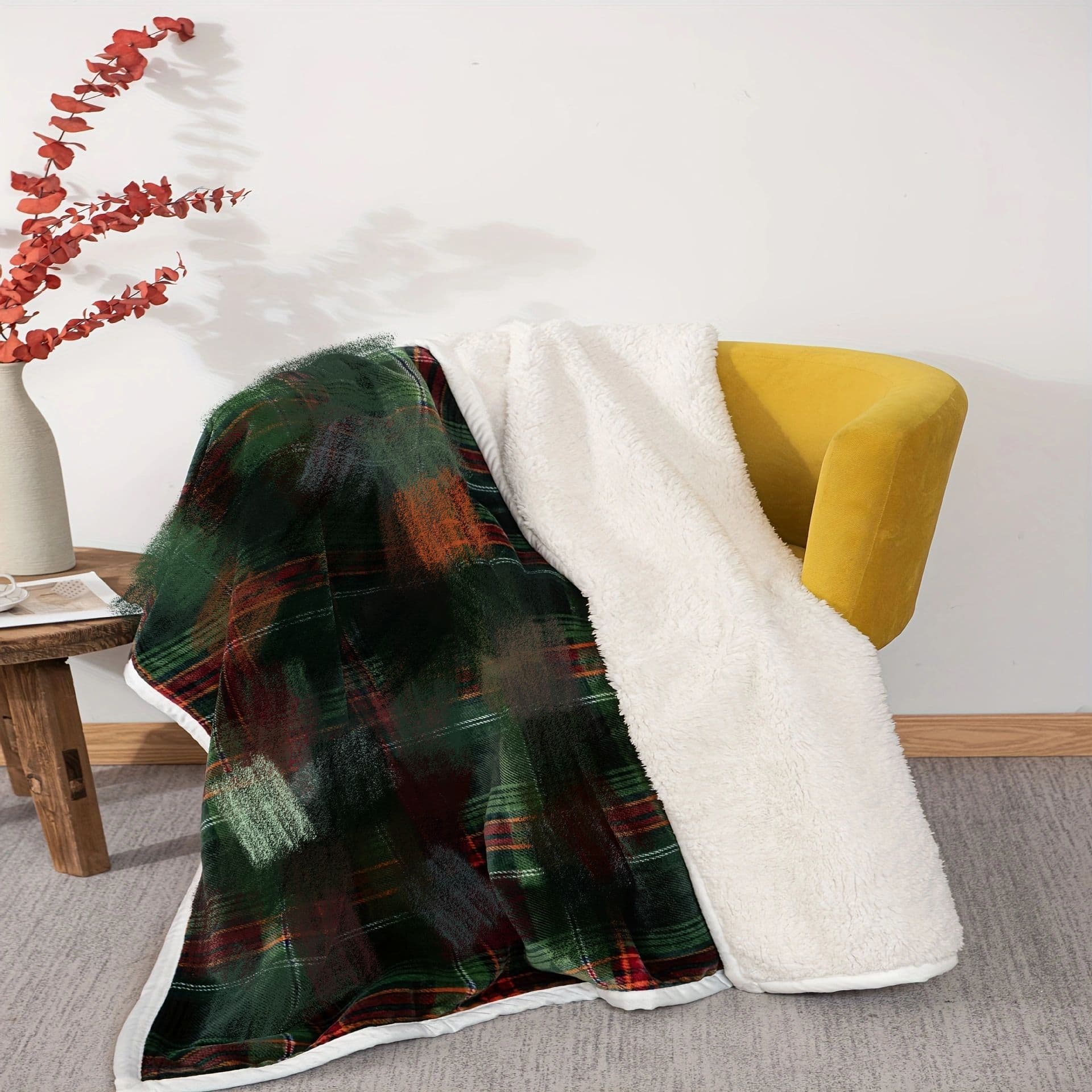 Double-layer Flannel Fleece Blanket, Lamb Fleece Composite Thickened Warm Blanket, Student Blanket, Dormitory Winter Vintage Throw Blanket