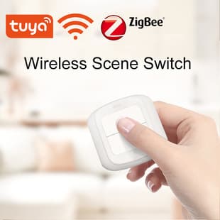Tuya Smart WiFi/Zigbee 2-Button Scene Switch, APP Remote Control Wireless Smart Switch, Anywhere Sticker